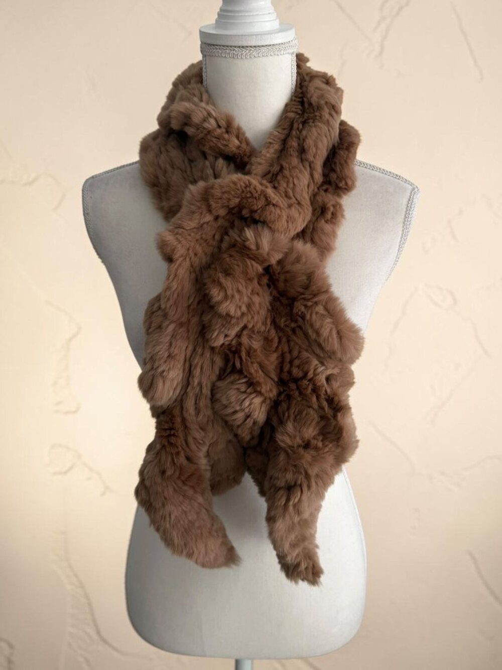 BASLER Light Brown Rabbit Fur Scarf Womens